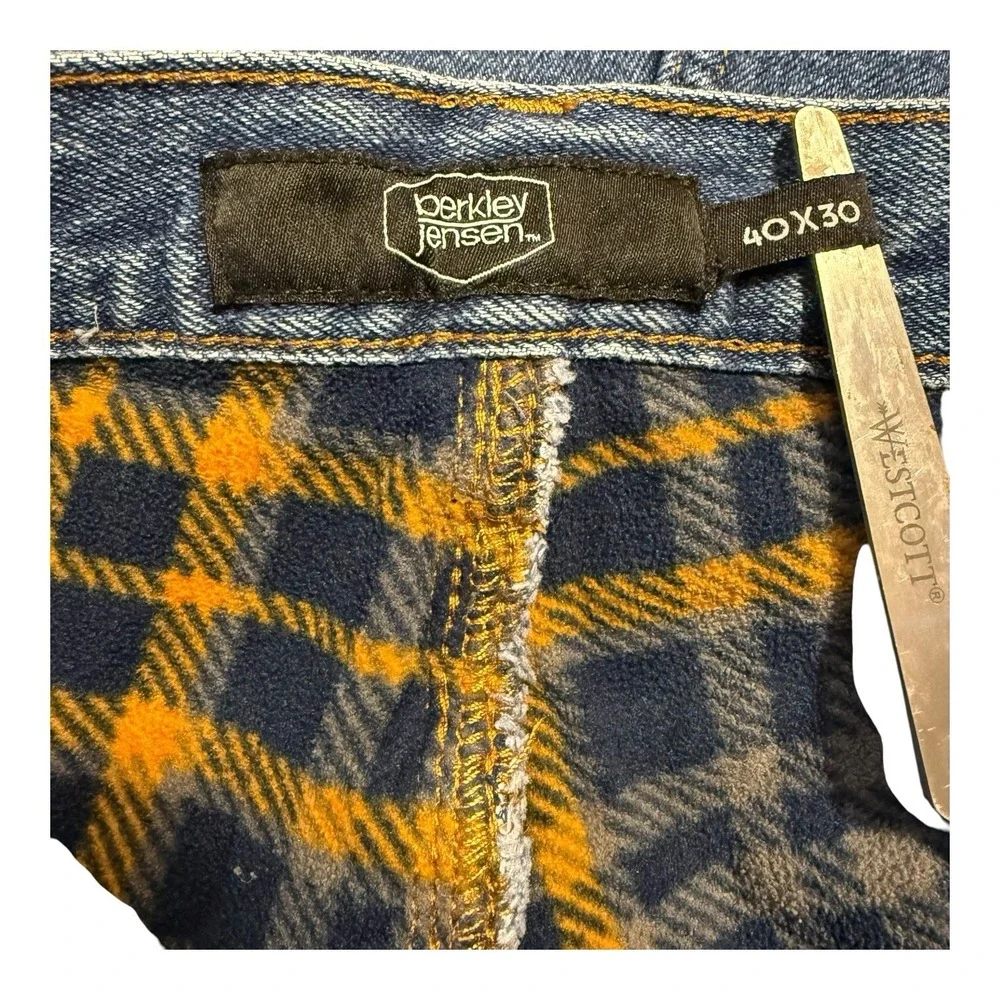 Berkley Jensen Flannel Lined Carpenter Jeans Cargo Pants Tool Pockets Mens 40x29